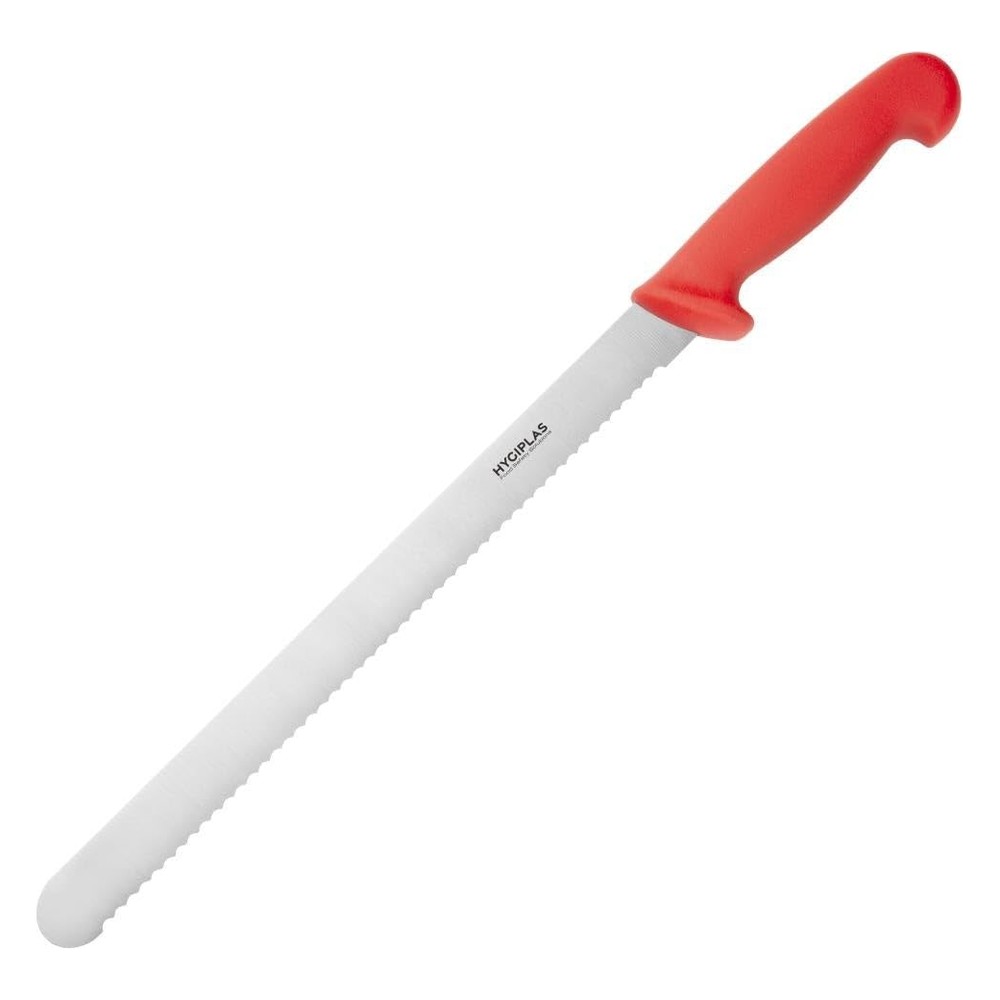 Hygiplas 30cm Serrated Slicer Knife, Red